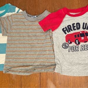 Set of Three Boys' T-Shirts - Striped and Graphic Boys T Shirts Size 18 Months